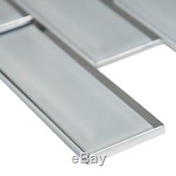 Ice Bevel Subway 11.73 In. X 11.73 In. X 8 Mm Glass Mesh Mounted Mosaic Tile 9.6