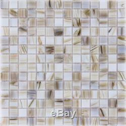 Ivory Iridescent 12 In. X 12 In. X 4 Mm Glass Mesh-Mounted Mosaic Tile 20 Sq. F