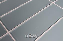 Jasper Blue 4x12 Glass Subway Tiles for Bathrooms Walls / Kitchen Backsplash
