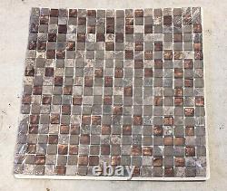 Jeffrey Court Italian Fossil Foil Brown 11.75 x 11.75 Square Wall Mosaic Tile