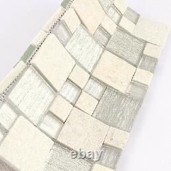 Kitchen Mosaic Tile White Stone Mosaic Glass Backsplash Bathroom Tiles (11PCS)
