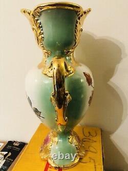 Large Antique French vieux paris porcelain hand paint floral vase
