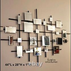 Large Mirrored Tiles Abstract Wall Art Metal Lattice Modern Decor Home Sculpture