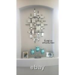 Large Mirrored Tiles Abstract Wall Art Metal Lattice Modern Decor Home Sculpture