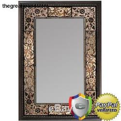 Large Wall Mirror Handcrafted Glass Tile Reflection Living Room Rectangle Frame