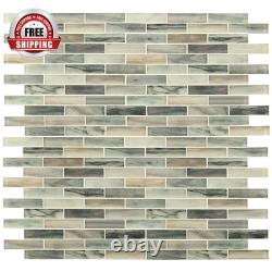 Lazio Brick 11.81 In. X 11.81 In. X 4 Mm Textured Glass Mesh-Mounted Mosaic Tile