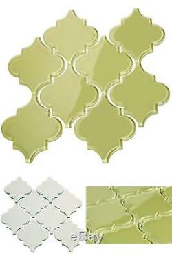 Light Olive Arabesque 4 In. X 5 In. X 8Mm Glass Backsplash And Wall Tile 7 Sq