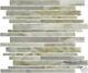 Light Olive Blend Stained Glass & Aluminum Stripes Kitchen Bath Mosaic Tile- 15