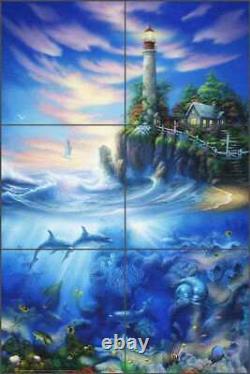 Lighthouse Glass Wall Floor Tile Mural David Miller Sea Art Backsplash DMA2006