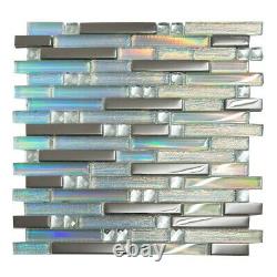 Linea Diamond Glass Mirror Stripes Mosaic Tiles Sheet for Walls Floors Bathrooms