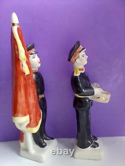 Lot of 2 Soviet boy military Cadets Suvorovtci Russian porcelain figurines u