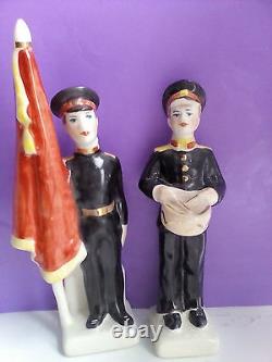 Lot of 2 Soviet boy military Cadets Suvorovtci Russian porcelain figurines u