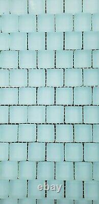 Lot of 850 Original Style 1 Square Pechora Matte Blue Mosaic Glass Tiles GA9547