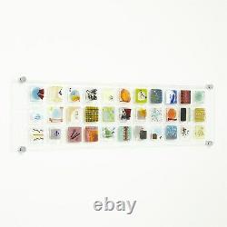 Luxe Art Glass Oversize 45in Fused Wall Panel Set 2 Modern Square Tile Colorful
