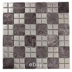 Luxury Copper Glass Metal Square Brick Mosaic Wall Tiles 8mm