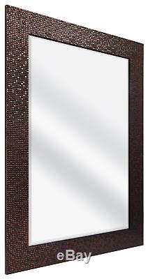 MCS 24x36 Inch Embossed Tile Wall Mirror, 32x44 Inch Overall Size, Bronze