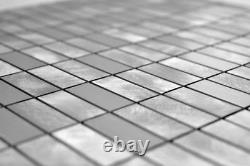 MOSAIC tile aluminum rectangle alu silver brushed polished 49-C201F f 10 sheet
