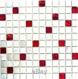 MOSAIC tile aluminum translucent glass silver red wall floor 49-O301F f 10sheet