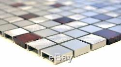 MOSAIC tile aluminum translucent glass silver red wall floor 49-O301F f 10sheet