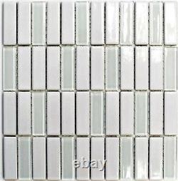 MOSAIC tile ceramic glass chopsticks white glossy bathroom 24-ST315 f 10 sheet