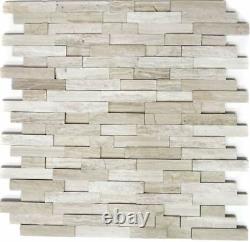 MOSAIC tile marble natural stone brick splitface gray stripes 40-3D20 f 10sheet