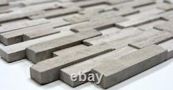 MOSAIC tile marble natural stone brick splitface gray stripes 40-3D20 f 10sheet