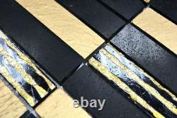 MOSAIC tile marble natural stone rectangle stone gold black 40-STN79 f 10 sheet