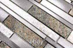 MOSAIC tile quartz natural stone aluminum silver gray beige 49-XSA535 f 10sheet