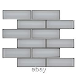 MSI Mosaic Glass Tile 11.73 in. X 11.73 in. Ice Bevel Subway (9.6 sq. Ft. /case)