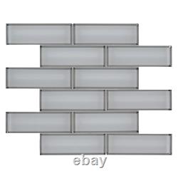 MSI Mosaic Tile 11.73 in. X 11.73 in. X 8 mm Glass Flat Edge Glossy Brick Joint