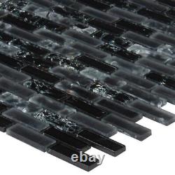 MSI Mosaic Tile Glissen Glass Mesh-Mounted 12 x 12 x6mm Black(14.7Sq. Ft. /Case)