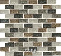 MSI SMOT-GLSGGBRK-8MM 1 x 2 Brick Joint Mosaic Tile Glossy Sandy Beaches