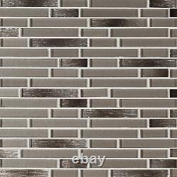 MSI SMOT-GLSIL-BLE6MM 12 x 12 Linear Mosaic Wall Tile Glossy Champagne