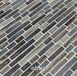 MSI SMOT-GLSIL-GRILAG8MM 12 x 12 Linear Mosaic Wall Tile - Grigio Lagoon