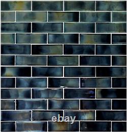 MSI SMOT-GLSST-6MM 2 x 6 Rectangle Brick Wall Mosaic Tile - Carbonita