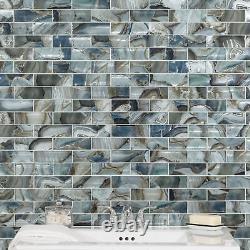 MSI SMOT-GLSST-8MM-V2 12 x 12 Brick Mosaic Wall Tile Glossy Malta Cliffs
