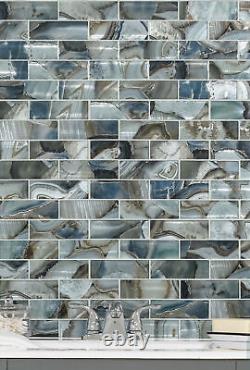 MSI SMOT-GLSST-8MM-V2 12 x 12 Brick Mosaic Wall Tile Glossy Night Sky