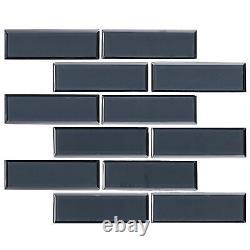 MSI SMOT-GLSST-BEV6MM 12 x 12 Rectangle Brick Wall Mosaic Tile Vague Blue