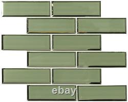 MSI SMOT-GLSST-BEV8MM 12 x 12 Brick Mosaic Wall Tile Glossy Green