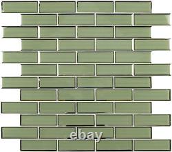 MSI SMOT-GLSST-BEV8MM 12 x 12 Brick Mosaic Wall Tile Glossy Green