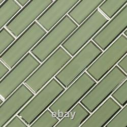 MSI SMOT-GLSST-BEV8MM 12 x 12 Rectangle Brick Wall Mosaic Tile Green