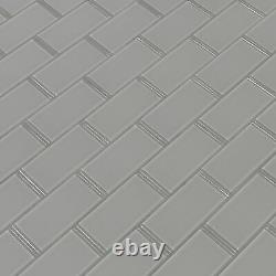 MSI SMOT-GLSST-OYGR8MM 12 x 14 Brick Mosaic Walls Tile Glossy Grey