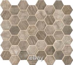 MSI SMOT-GLS-6MM-M 2 x 2 Hexagon Mosaic Tile Matte Glass Wood
