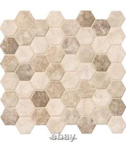 MSI Sandhills Hexagon Glossy Glass Mesh-Mounted Mosaic Tile 14.7 sqft box