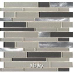MSI Wall Tile 12x12.5 Interlocking Mixed Glass Metal Look (15 sq-ft/Case)