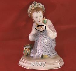 Malachite Box Fairy Russian girl USSR russian porcelain figurine Chip! 2933u