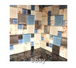 Marine Animals Icon Glass Tile 10 Sheets for Beachy House Bath Kitchen Shower