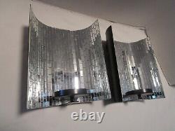 Metal 2 Concave Wall or free standing Mirrored Glass Sconce Pilar Candle Holder
