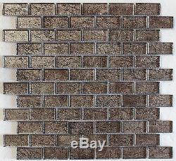 Metallic Foil Glass Mosaic Tile 1X2, Bath Kitchen Backsplash Wall
