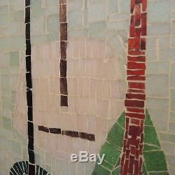 Mid-Century Modern Mosaic Musical Instrument Wall Plaque Vtg Glass Tile Ackerman